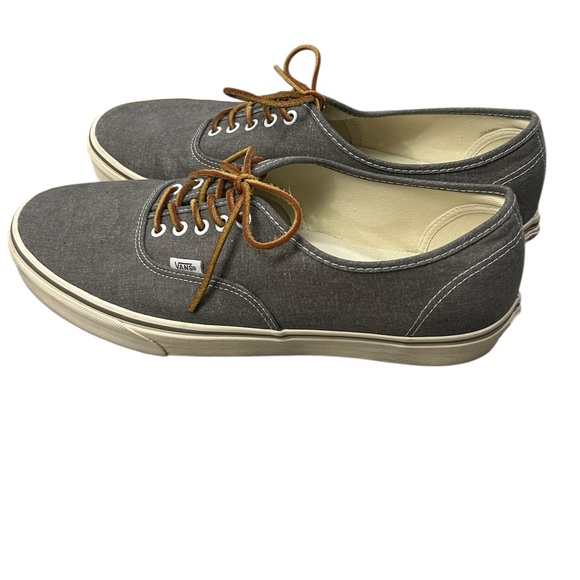Vans x J.Crew Men's Charcoal Washed Canvas Sneakers Leather Laces 13 - Picture 3 of 8